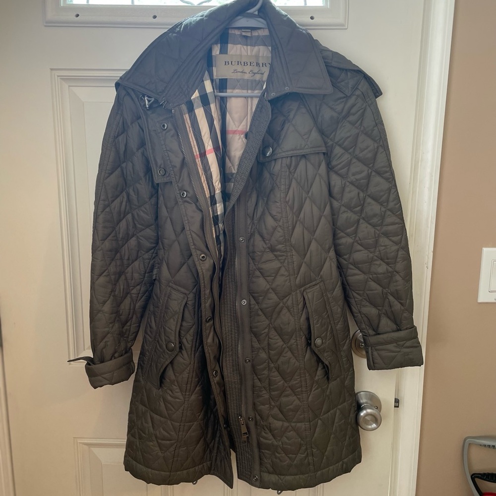 Burberry olive green coat